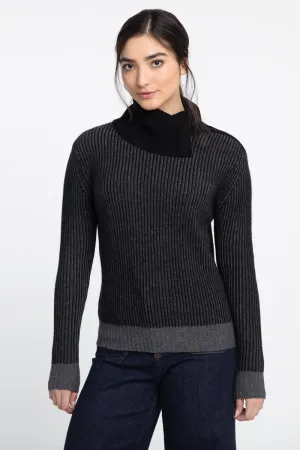 Plaited Zip Collar T-Neck Sweater