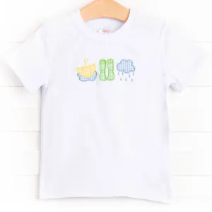 Rain or Shine Applique Shirt, White