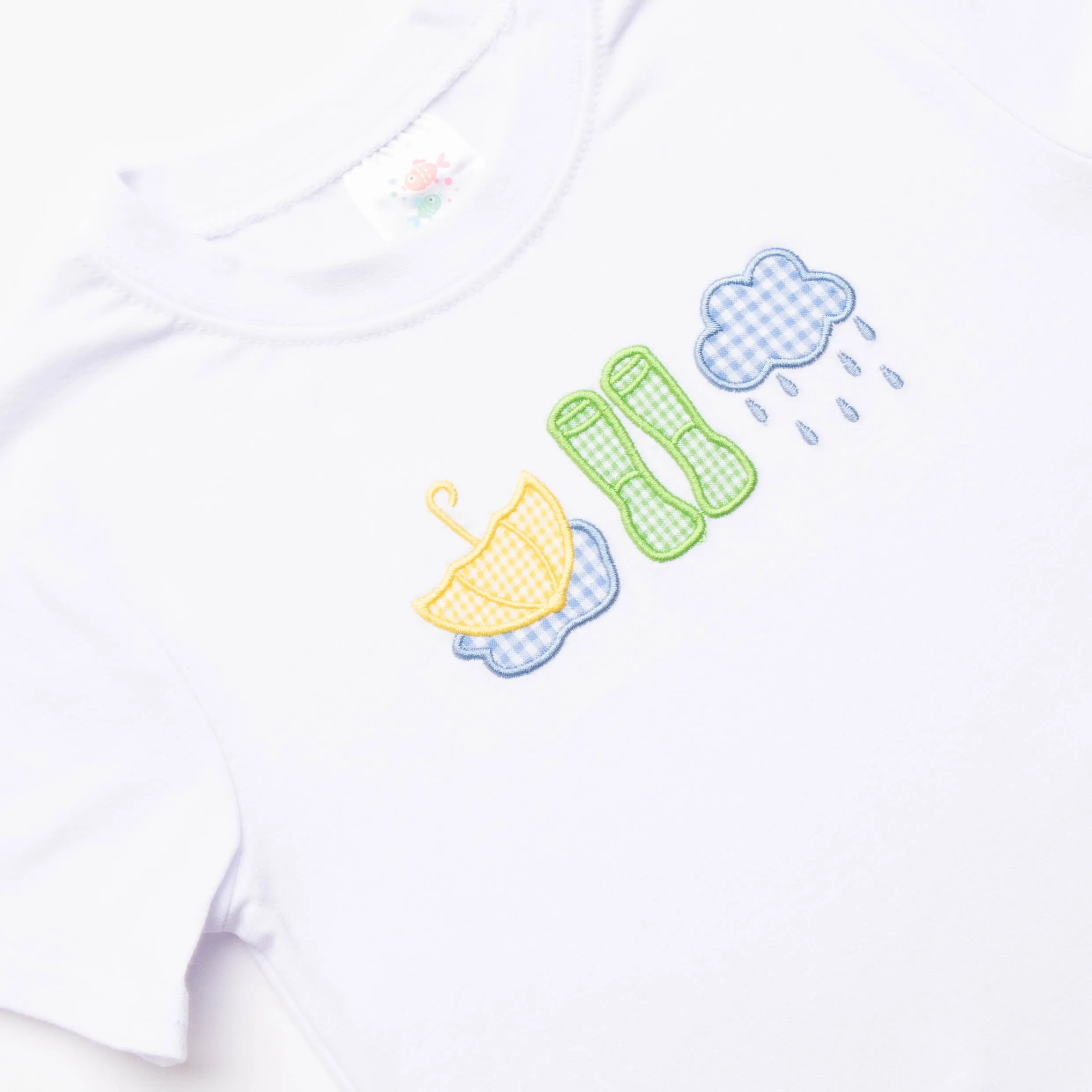 Rain or Shine Applique Shirt, White