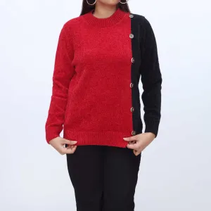 Red Crew Neck Pullover Sweater PW3916