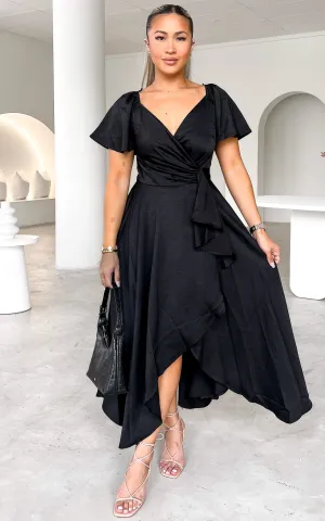 Rossetti Short Sleeve Wrap Maxi Dress - Black