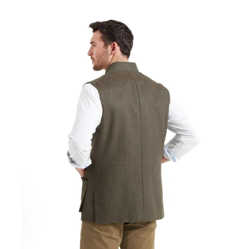 Schoffel Holcot Mens Tweed Waistcoat - Loden Green Herringbone Tweed