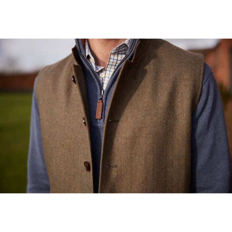 Schoffel Holcot Mens Tweed Waistcoat - Loden Green Herringbone Tweed