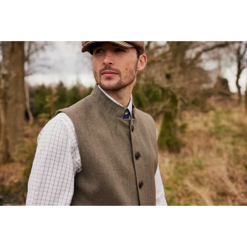 Schoffel Holcot Mens Tweed Waistcoat - Loden Green Herringbone Tweed