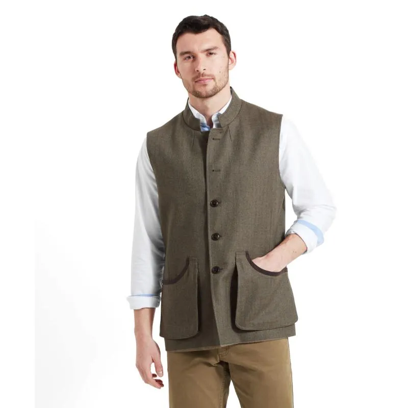 Schoffel Holcot Mens Tweed Waistcoat - Loden Green Herringbone Tweed