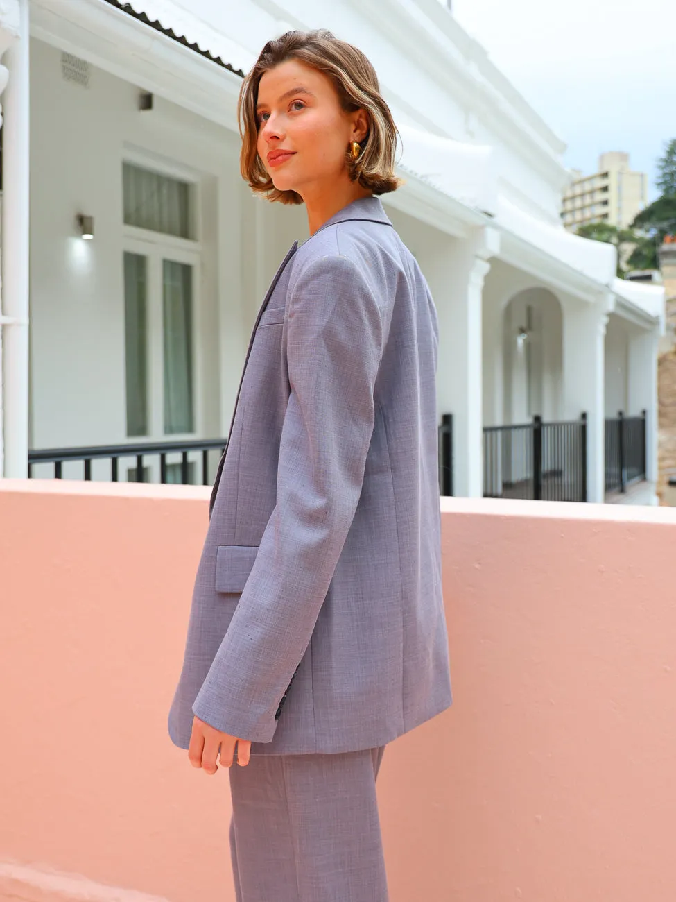 Shona Joy Asher Oversized Tailored Blazer in Steel Grey