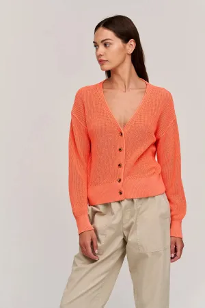 Solange Textured Cotton Cardigan - Coral