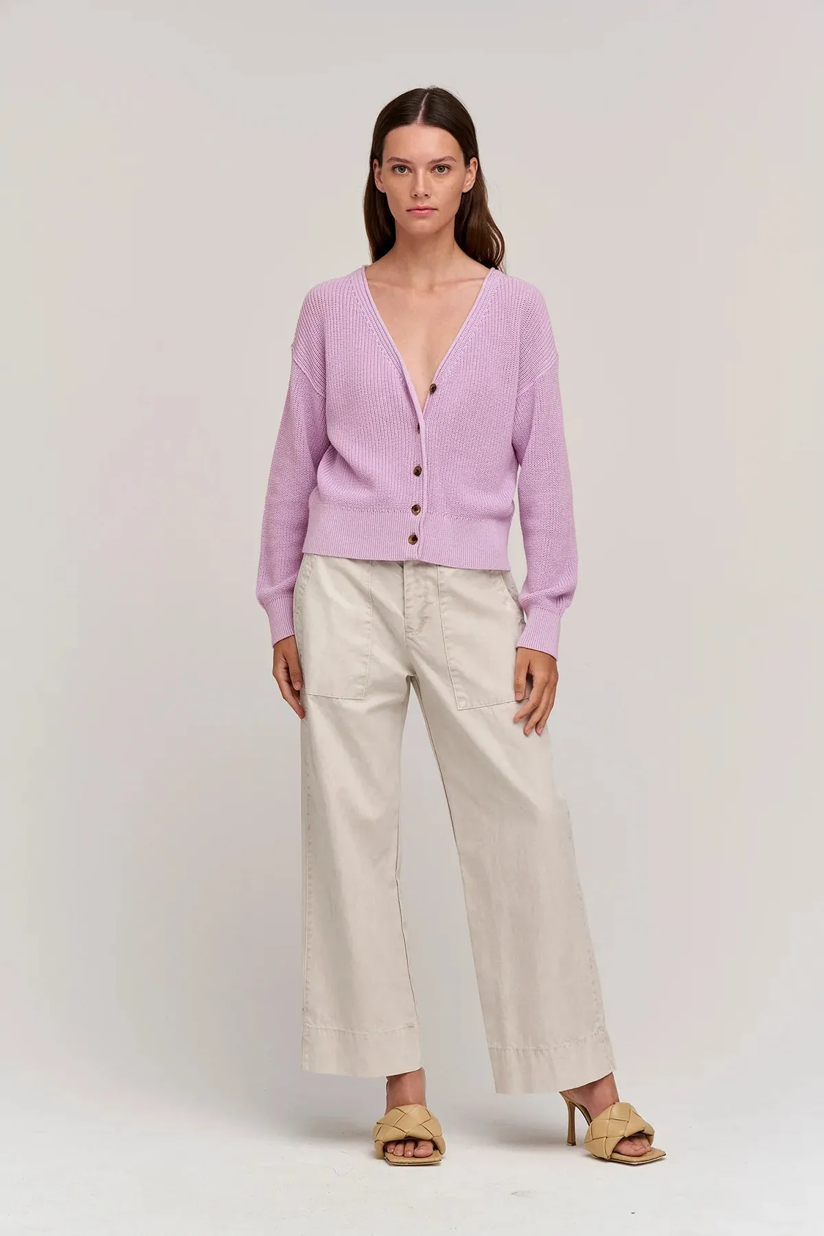 Solange Textured Cotton Cardigan - Orchid