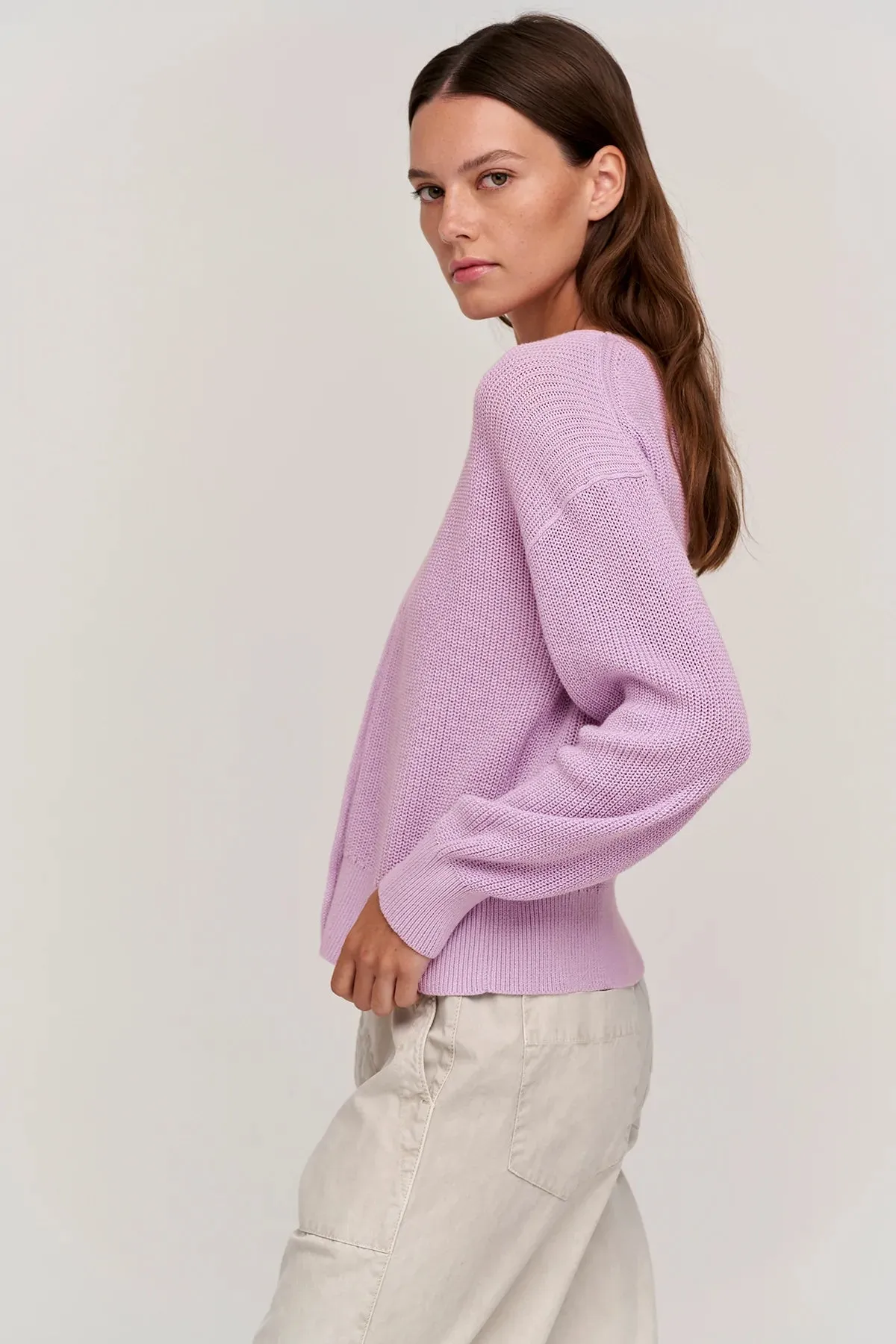 Solange Textured Cotton Cardigan - Orchid