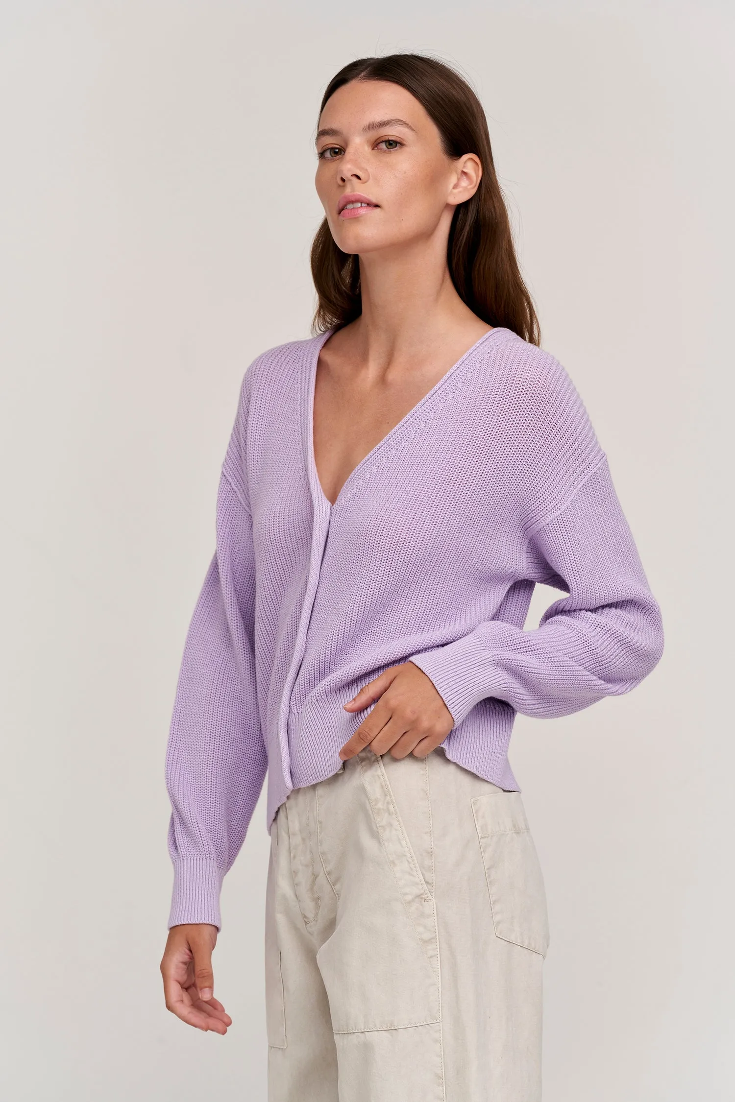 Solange Textured Cotton Cardigan - Orchid