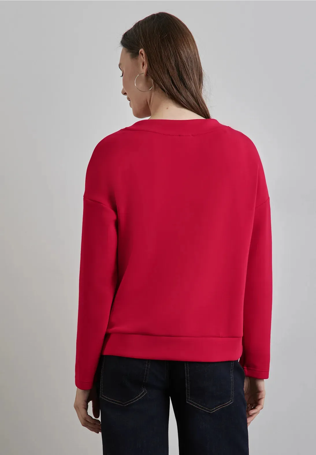 Street One Lyocell Sweatshirt with drawstring. Black or Red  322245