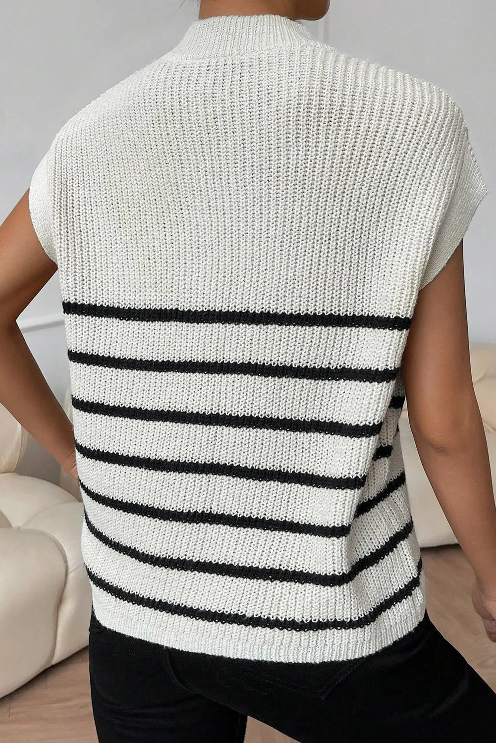 Stripe Half Zip Sweater T-Shirt