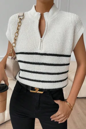 Stripe Half Zip Sweater T-Shirt