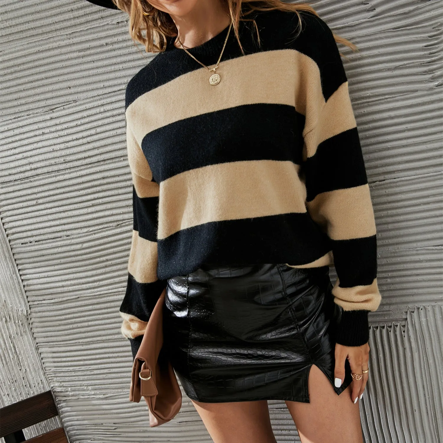 Striped Fashion Crew Neck Wholesale Sweater