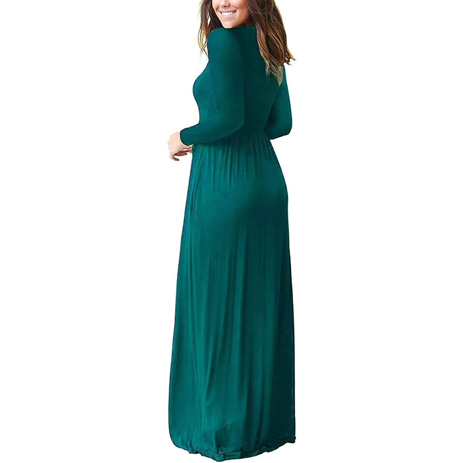 TastyHottie - Women Long Sleeve Loose Plain Maxi Dresses Casual Long Dresses with Pockets