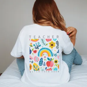 Teacher Watch Them Grow Back Print Comfort Color Graphic Tee