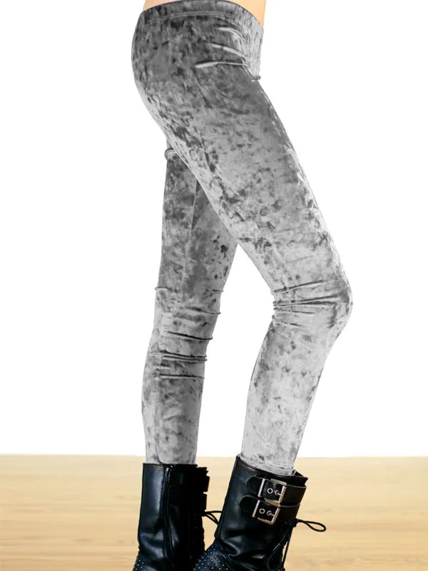 Tough Luv Velvet Leggings Silver