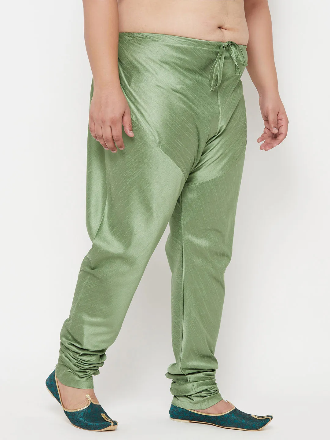 VASTRAMAY Green Cotton Silk Pyjama