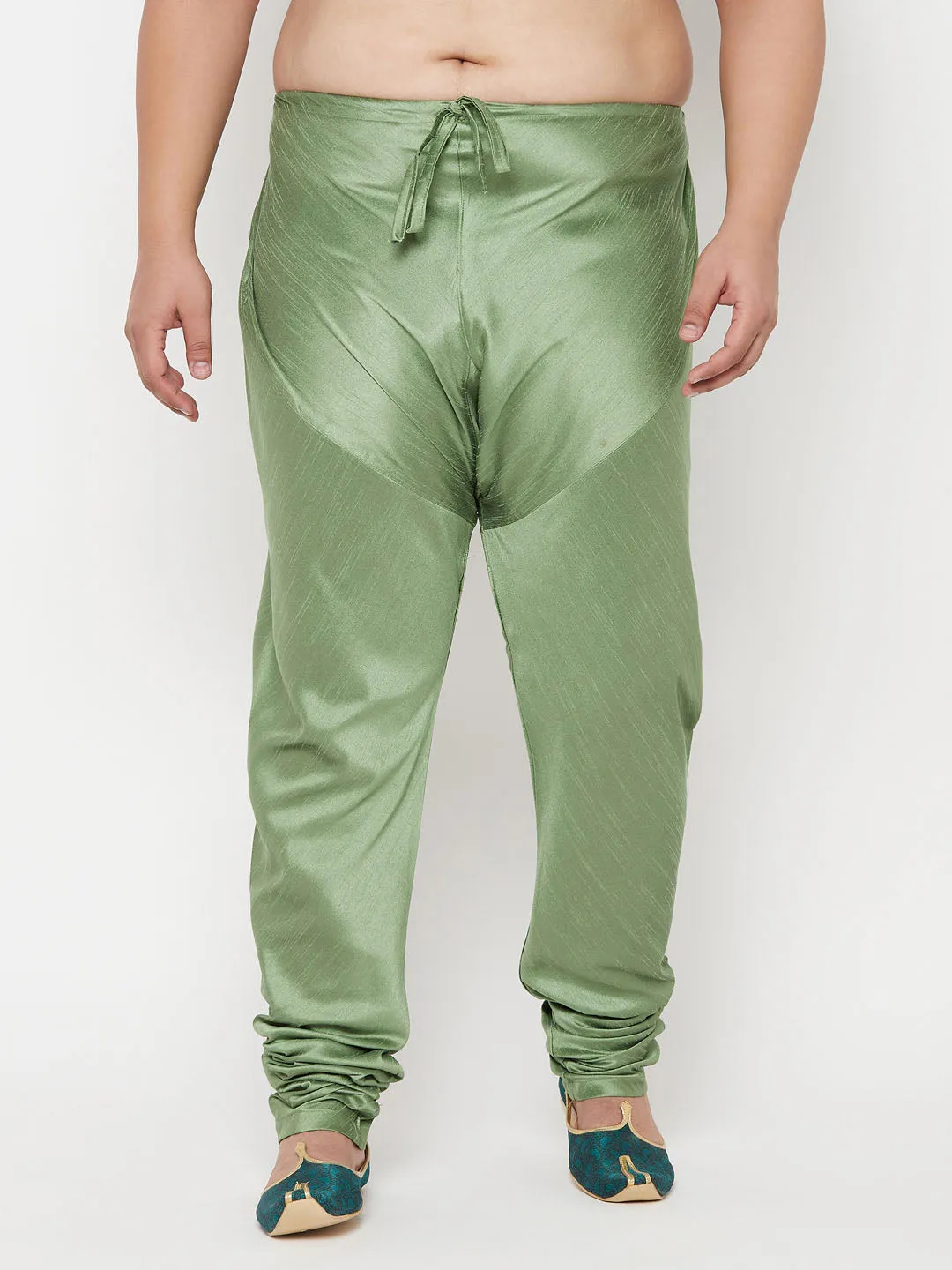 VASTRAMAY Green Cotton Silk Pyjama