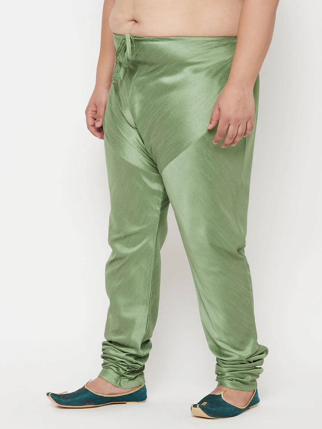 VASTRAMAY Green Cotton Silk Pyjama