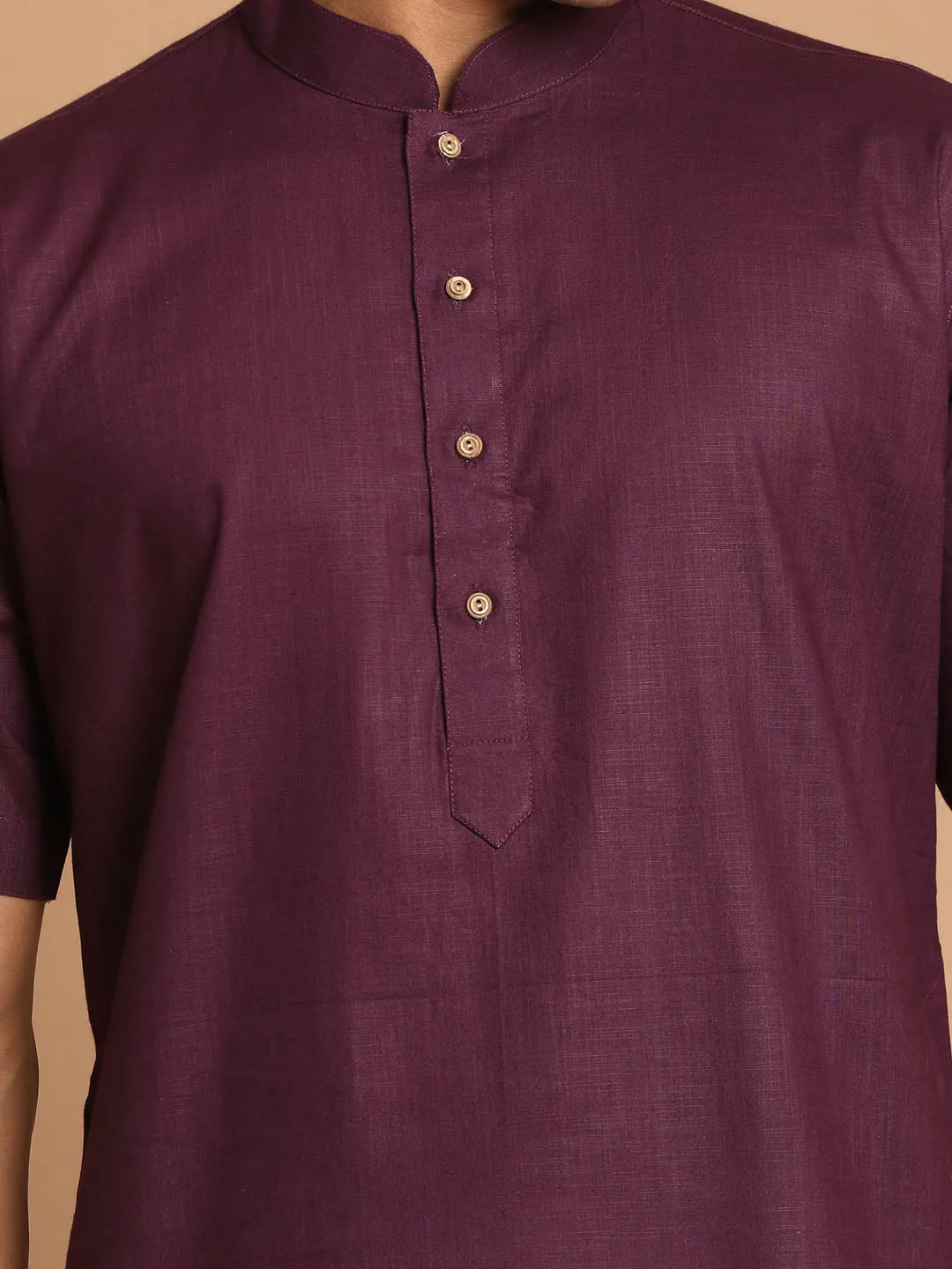 VASTRAMAY Purple Kurta with White Pyjama