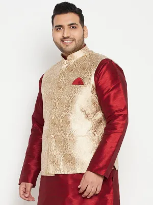 VASTRAMY Plus Size Rose Gold Nehru Jacket