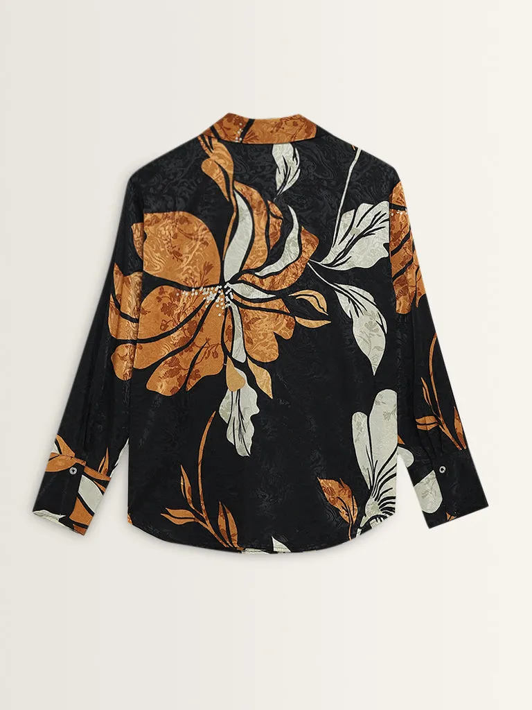 Wardrobe Black Floral Printed Shirt