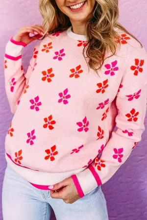 Women's Flower Print Relaxed Fit Jumper