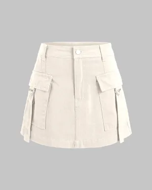 Y2K Trending Utility Skirt In Apricot