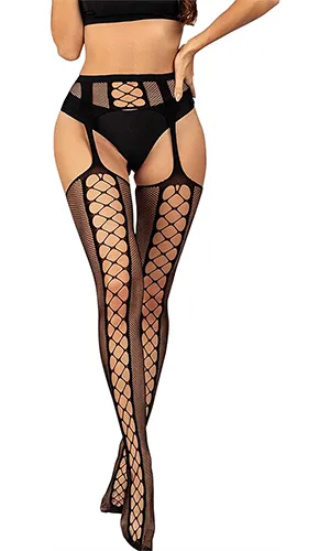 ZAFUL Women Sexy Black Floral Tight Fishnet Stockings